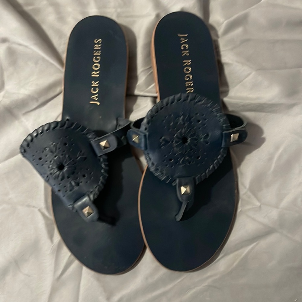 Navy, jack rogers sandals, 9.5 womens